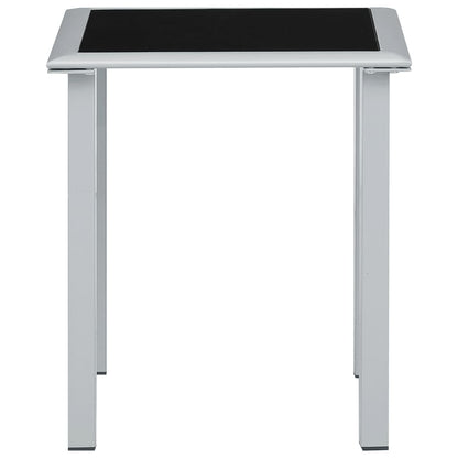 Mesa de jardim 41x41x45 cm aço prateado e vidro preto