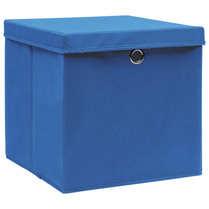 Caixas de arrumação com tampas 4 pcs 28x28x28 cm azul