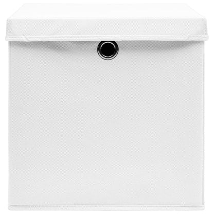 Caixas de arrumação com tampas 10 pcs 28x28x28 cm branco