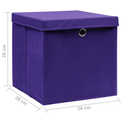 Caixas de arrumação com tampas 4 pcs 28x28x28 cm roxo