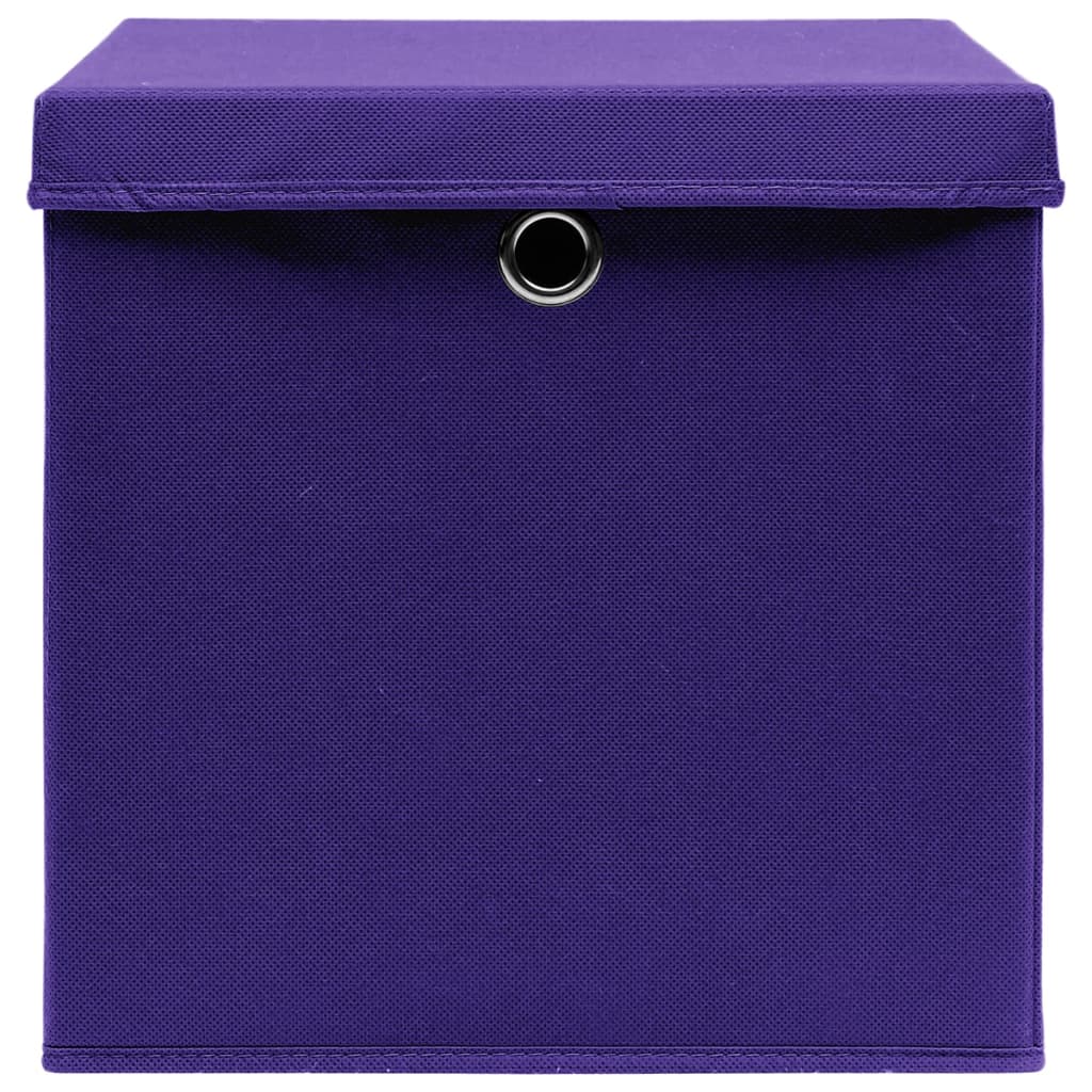 Caixas de arrumação com tampas 10 pcs 28x28x28 cm roxo