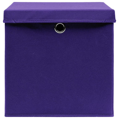 Caixas de arrumação com tampas 10 pcs 28x28x28 cm roxo
