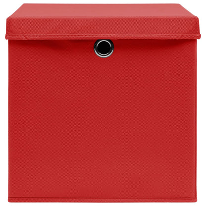 Caixas de arrumação com tampas 4 pcs 28x28x28 cm vermelho