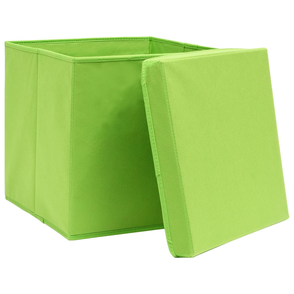 Caixas de arrumação com tampas 10 pcs 28x28x28 cm verde