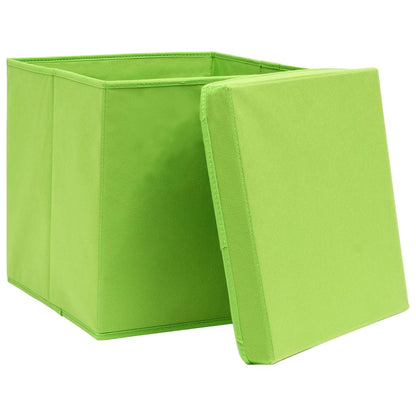 Caixas de arrumação com tampas 10 pcs 28x28x28 cm verde