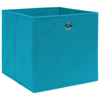 Caixas arrumação 10 pcs 28x28x28 cm tecido-não-tecido azul-bebé