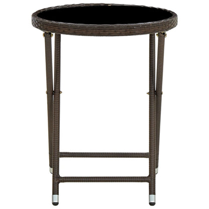 Mesa de chá 60 cm vime PE e vidro temperado castanho