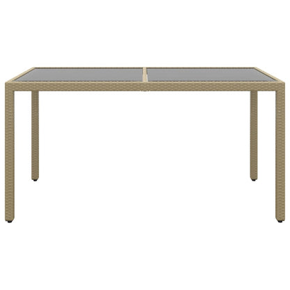 Mesa de jardim 150x90x75 cm vidro temperado e vime PE bege
