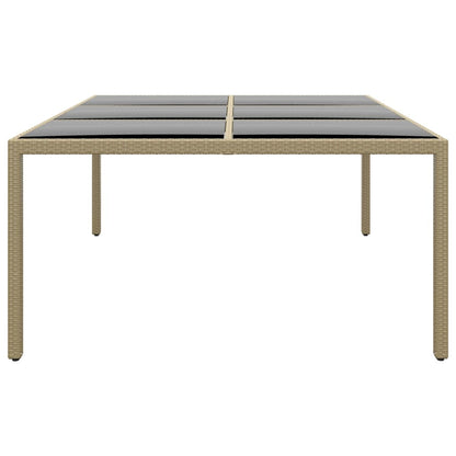 Mesa de jardim 200x150x75 cm vidro temperado e vime PE bege
