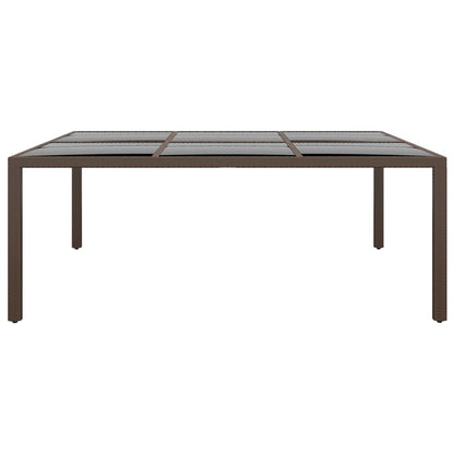 Mesa de jardim c/ tampo de vidro 200x150x75 cm vime castanho