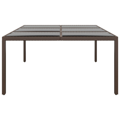 Mesa de jardim c/ tampo de vidro 200x150x75 cm vime castanho