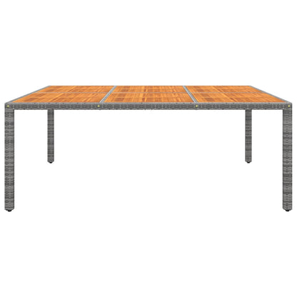 Mesa jardim 200x150x75 cm madeira de acácia e vime PE cinzento