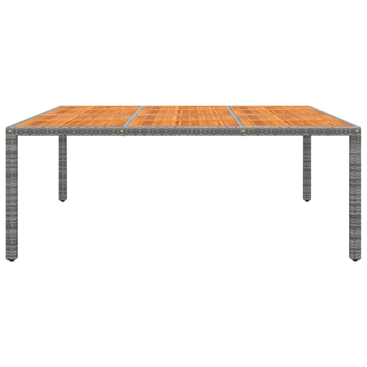 Mesa jardim 200x150x75 cm madeira de acácia e vime PE cinzento