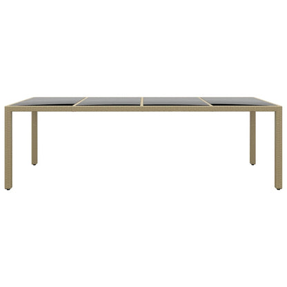 Mesa de jardim com tampo de vidro vime PE bege
