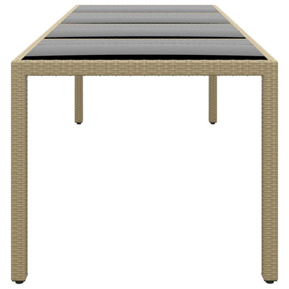 Mesa de jardim com tampo de vidro vime PE bege