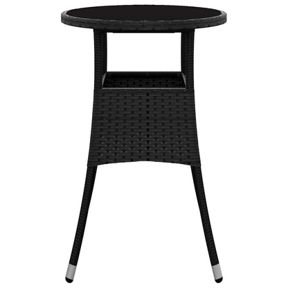 Mesa de jardim Ø60x75 cm vidro temperado e vime PE preto