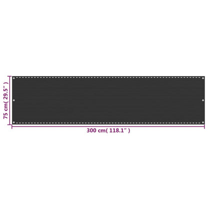 Tela de varanda 75x300 cm PEAD antracite