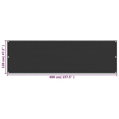 Tela de varanda 120x400 cm PEAD antracite