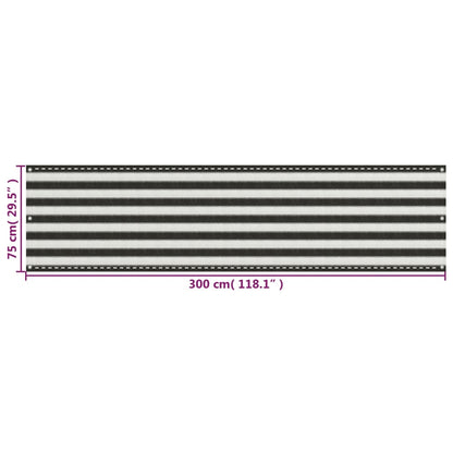 Tela varanda PEAD 75x300 cm antracite e branco