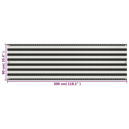 Tela varanda PEAD 90x300 cm antracite e branco