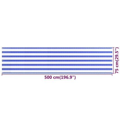 Tela de varanda 75x500 cm PEAD azul e branco