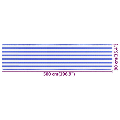 Tela de varanda 90x500 cm PEAD azul e branco