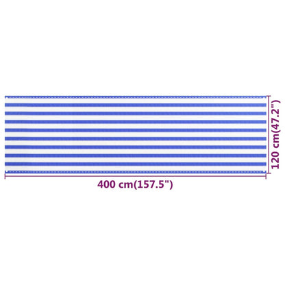 Tela de varanda 120x400 cm PEAD azul e branco