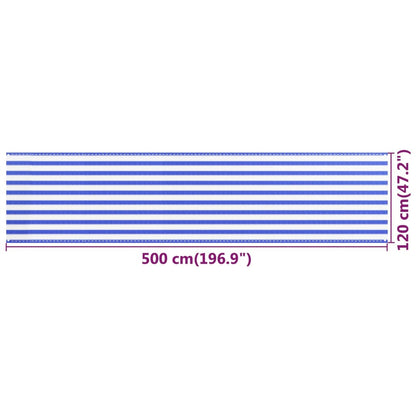 Tela de varanda 120x500 cm PEAD azul e branco