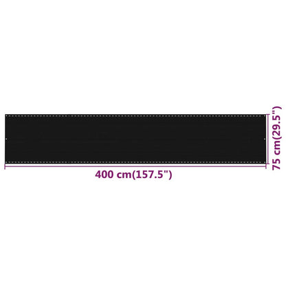 Tela varanda PEAD 75x400 cm preto