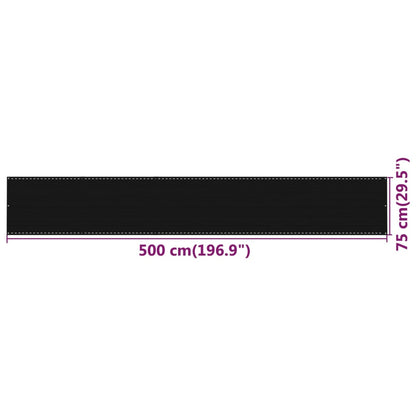 Tela de varanda 75x500 cm PEAD preto