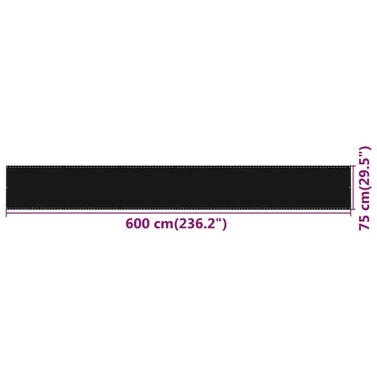 Tela de varanda 75x600 cm PEAD preto