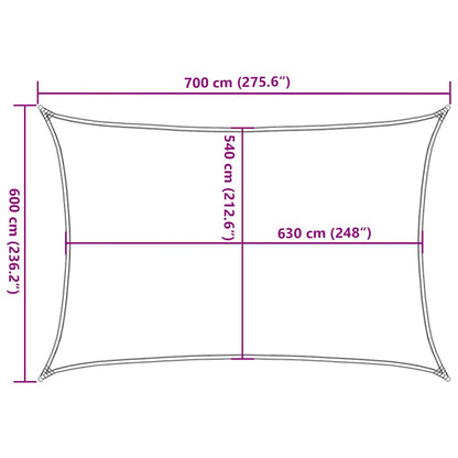 Para-sol estilo vela retangular 160 g/m² 6x7 m PEAD azul