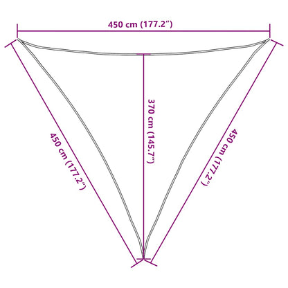 Para-sol estilo vela triangular 160 g/m² 4,5x4,5x4,5m PEAD azul