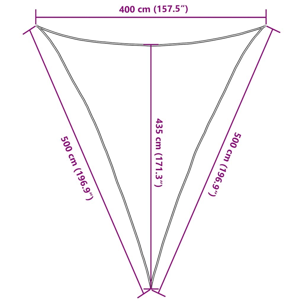 Para-sol estilo vela triangular 160 g/m² 4x5x5 m PEAD amarelo