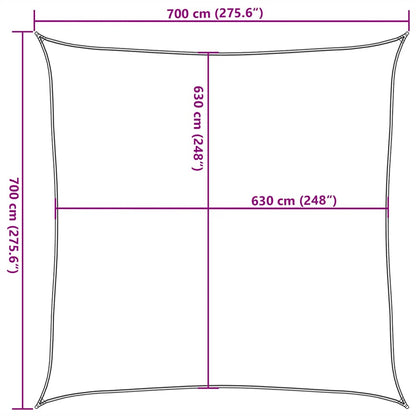 Para-sol estilo vela 160 g/m² 7x7 m PEAD vermelho
