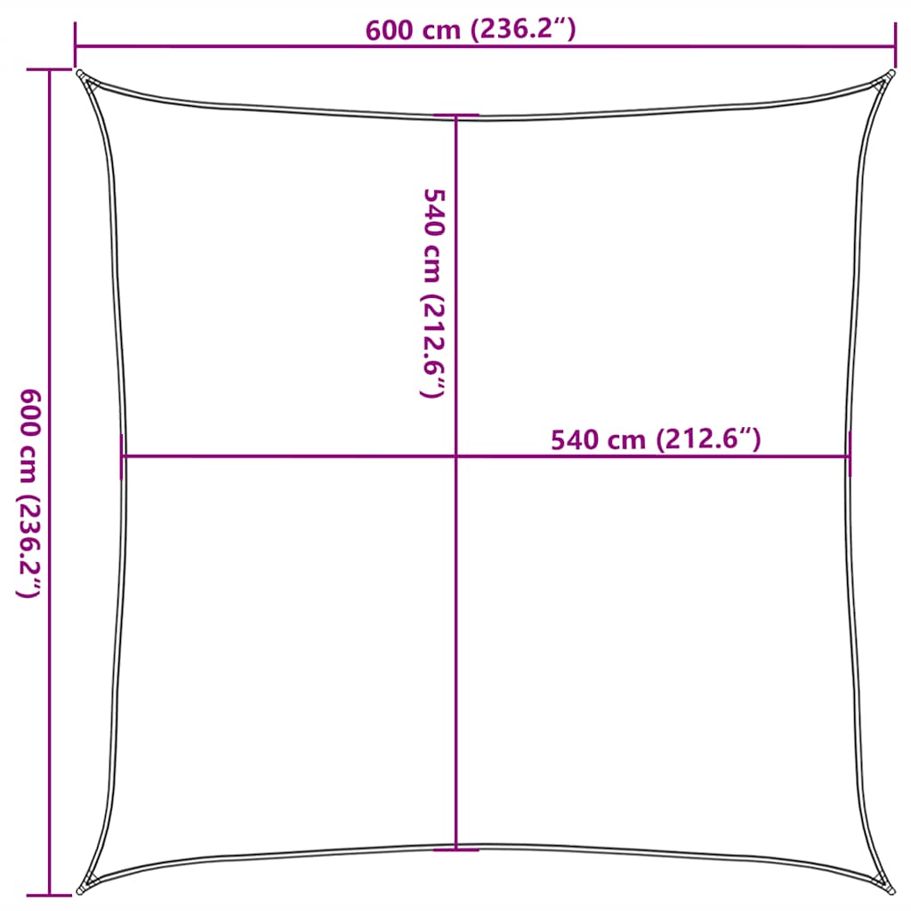 Para-sol estilo vela quadrado 160 g/m² 6x6 m PEAD laranja