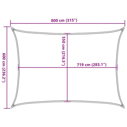 Para-sol estilo vela retangular 160 g/m² 6x8 m PEAD preto