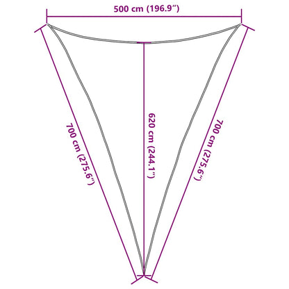 Para-sol estilo vela triangular 160 g/m² 5x7x7 m PEAD preto