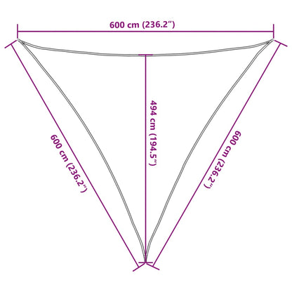 Para-sol estilo vela 160 g/m² 6x6x6 m PEAD castanho