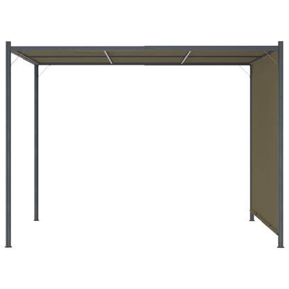 Pérgola jardim telhado retrátil 3x3m 180 g/m² cinza-acastanhado