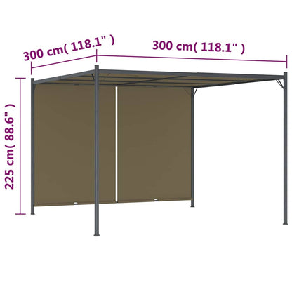 Pérgola jardim telhado retrátil 3x3m 180 g/m² cinza-acastanhado
