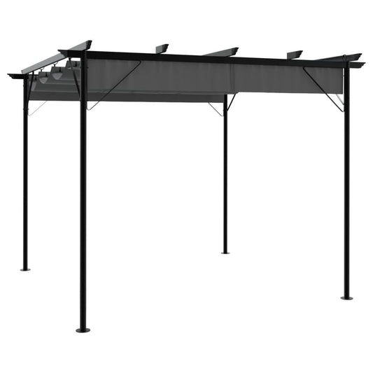 Pérgola com toldo retrátil 3x3 m 180 g/m² aço antracite