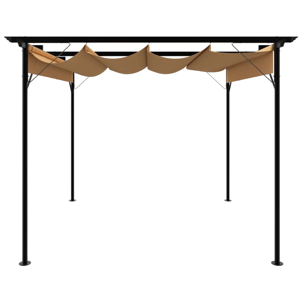 Pérgola com toldo retrátil 3x3 m 180 g/m² aço cinza-acastanhado
