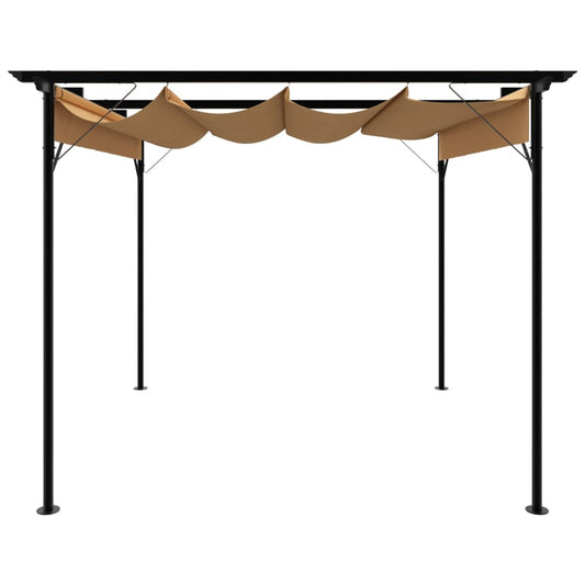 Pérgola com toldo retrátil 3x3 m 180 g/m² aço cinza-acastanhado