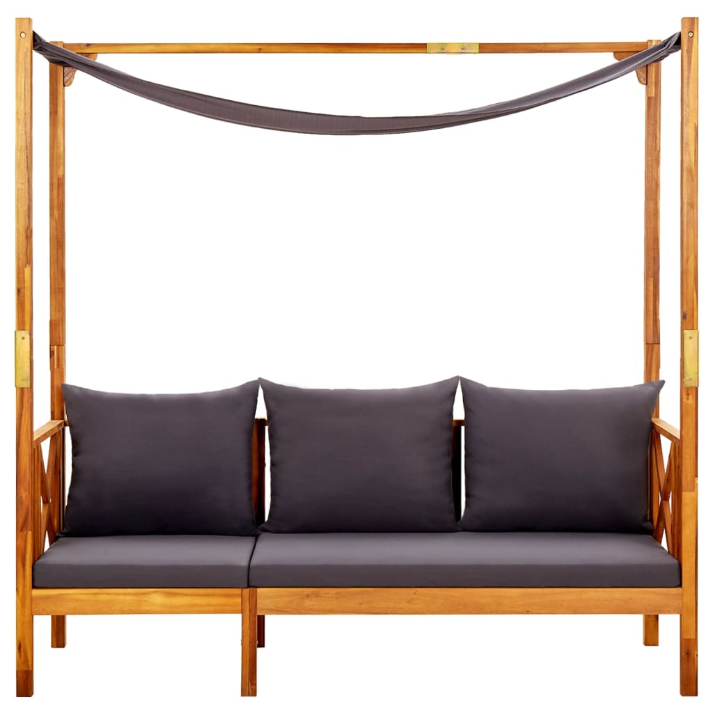 Banco de jardim com toldo madeira de acácia maciça