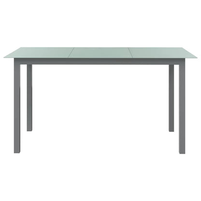 Mesa de jardim em alumínio e vidro 150x90x74 cm cinzento-claro