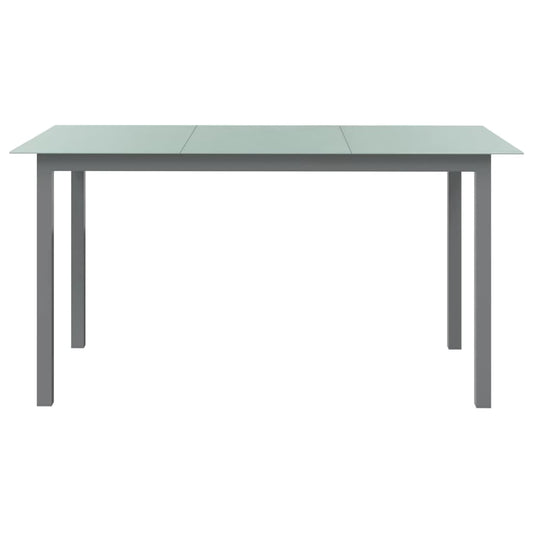 Mesa de jardim em alumínio e vidro 150x90x74 cm cinzento-claro