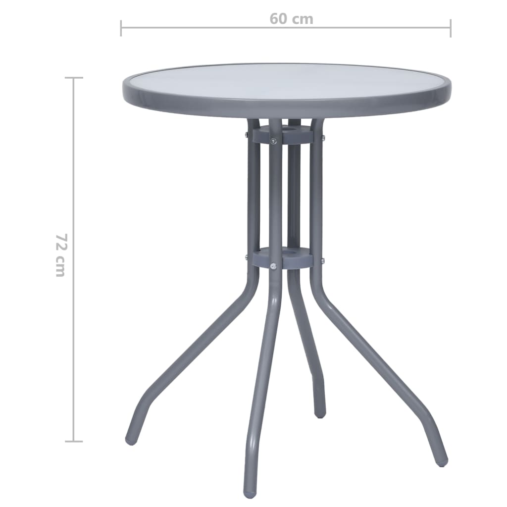 Mesa de jardim 60 cm aço e vidro cinzento-claro