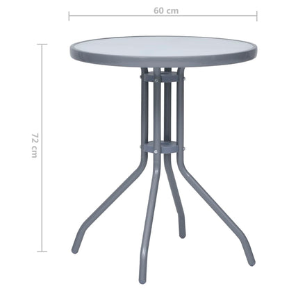 Mesa de jardim 60 cm aço e vidro cinzento-claro