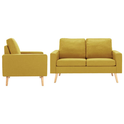 2 pcs conjunto de sofás tecido amarelo